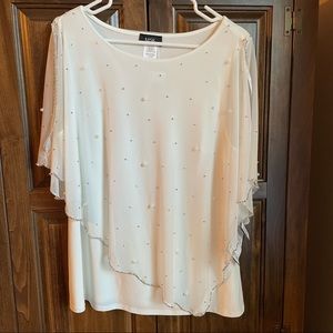 MSK Embellished Asymmetrical Overlay Top